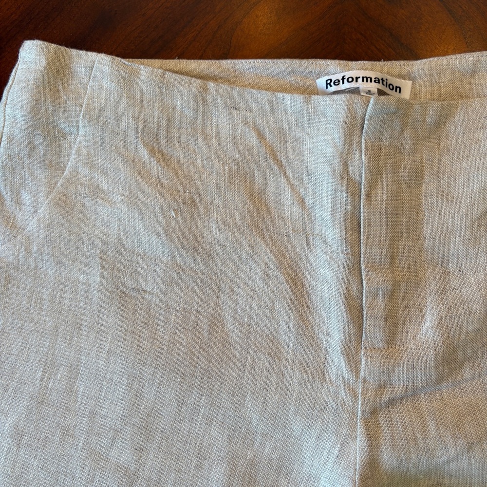 Reformation Linen Pants Vida Low Rise Oatmeal 2 - Picture 10 of 16